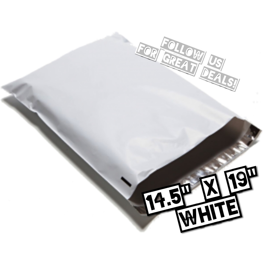 100 White Poly Mailers 14.5x19